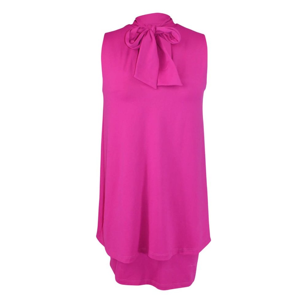 Susana Monaco NWT Bright Pink Tiered Tie Neck Dress Small & Medium